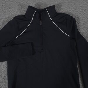 Under Armour Shirt Girls Youth Large Black Coldgear 1/2 Zip Thumb Holes Athletic